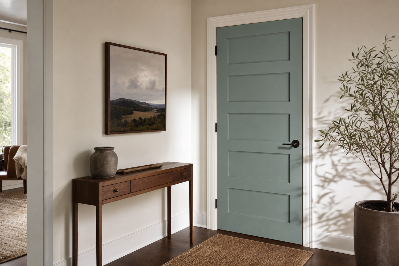 Dartsmouth by Benjamin Moore on interior-doors