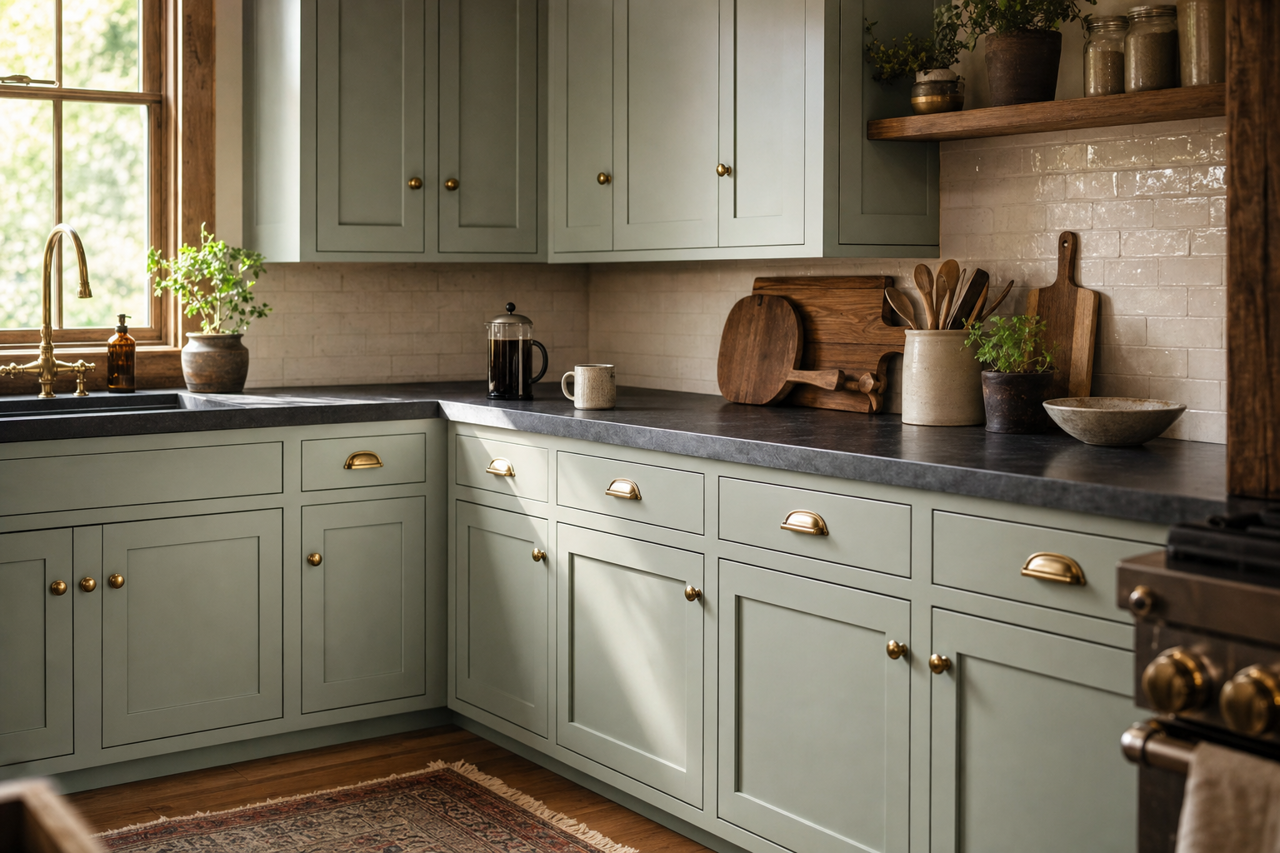 Scenic Drive by Benjamin Moore on cabinets