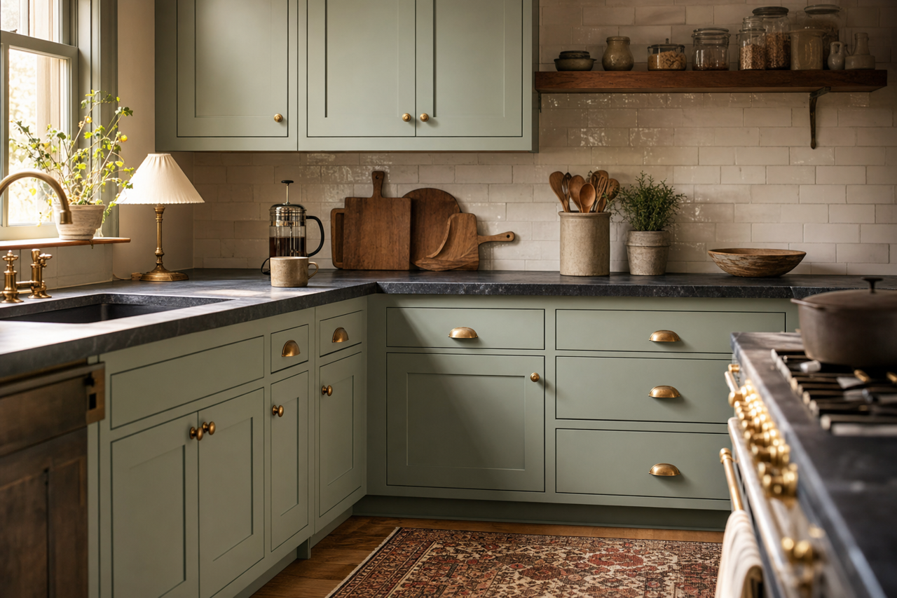 Grenadier by Benjamin Moore on cabinets