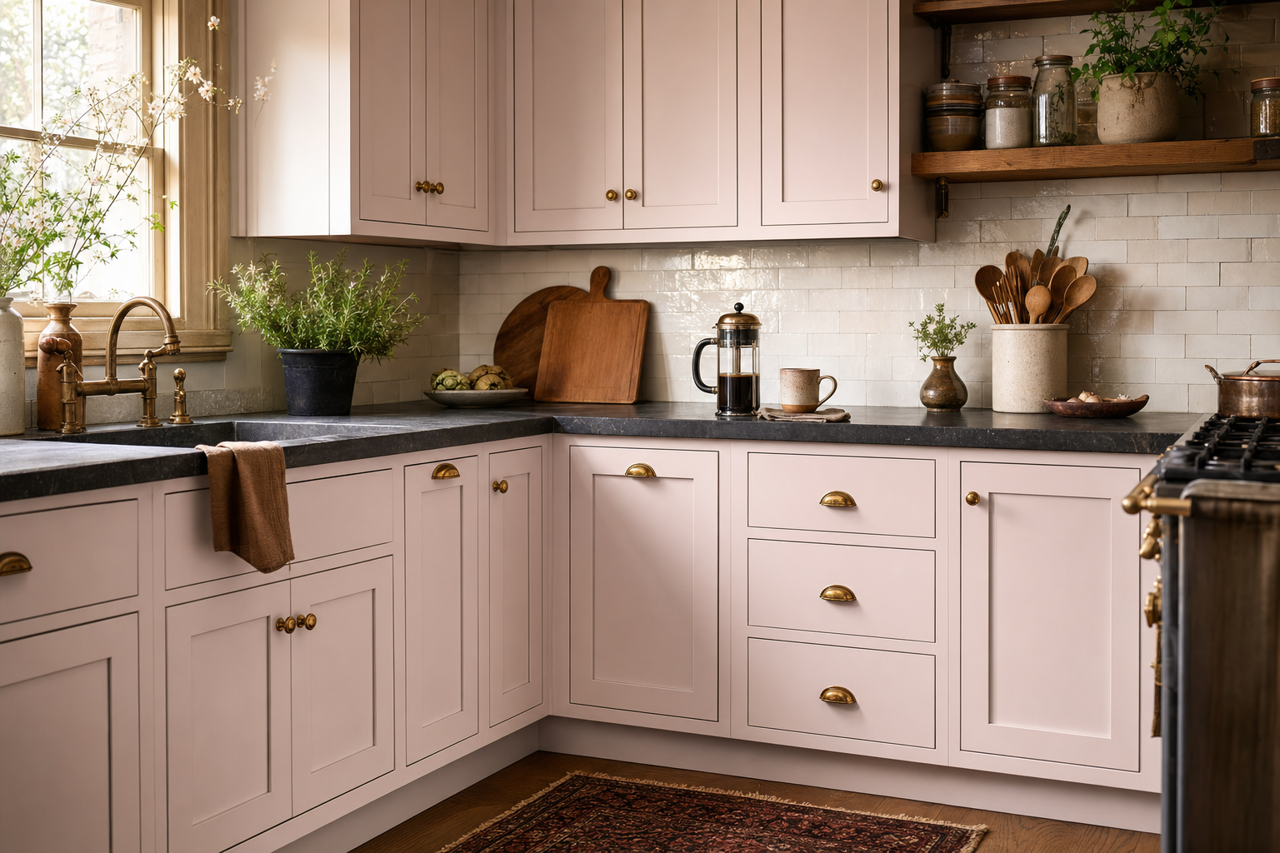 Lilac Intuition by Valspar on cabinets