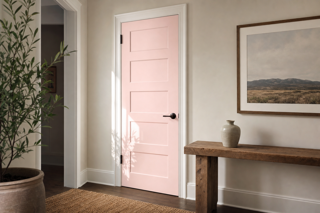 Noble Blush by Valspar on interior-doors