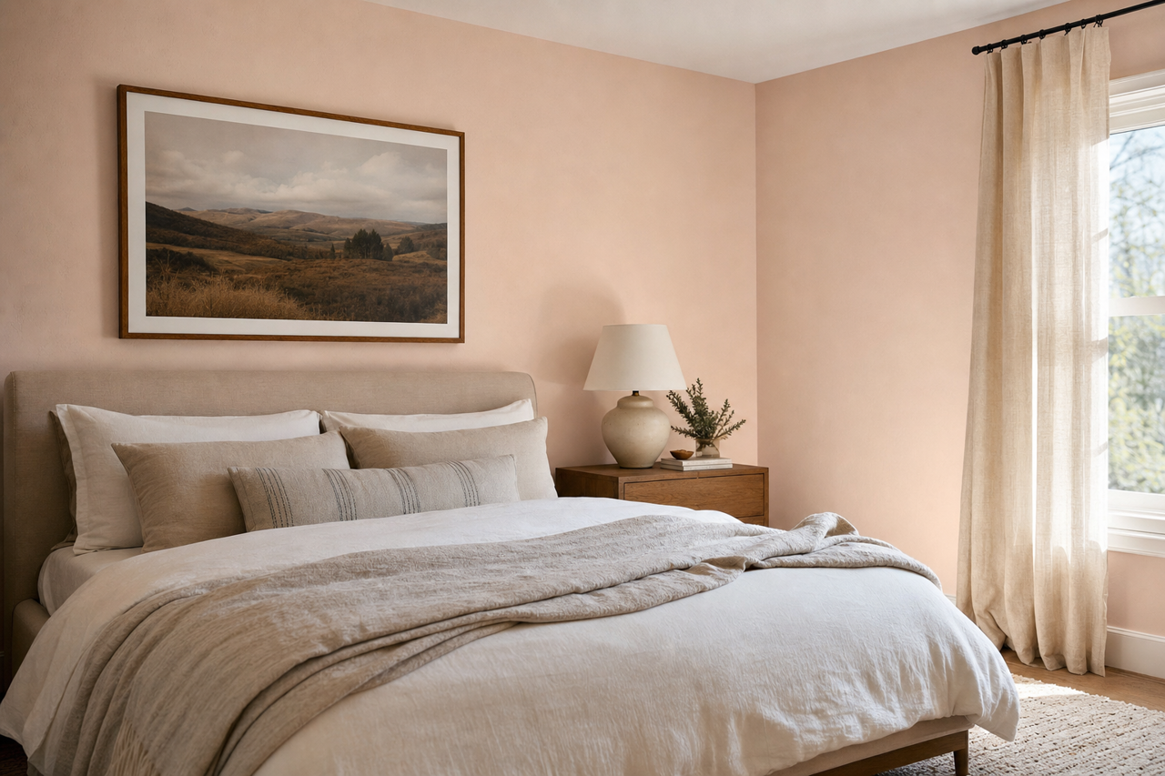 Mosaic Pink by Valspar on interiors