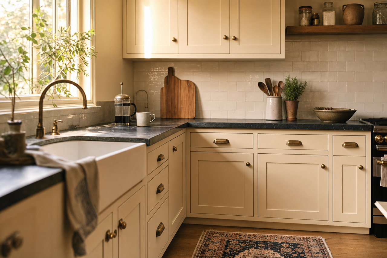 Pearly Violet by Valspar on cabinets