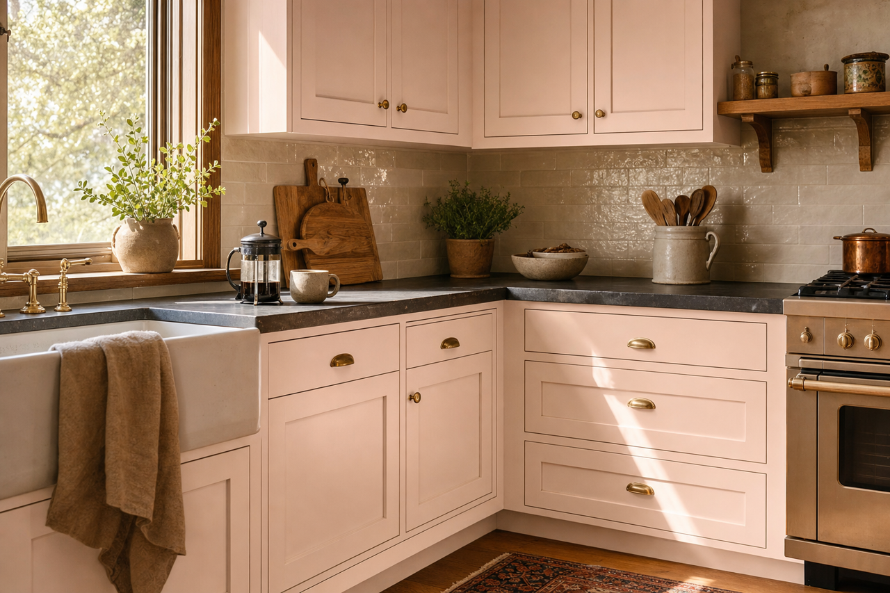 Soft Stone by Valspar on cabinets