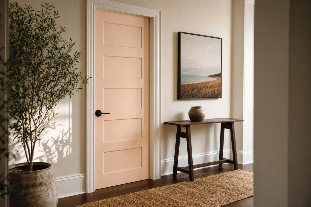 Adobe Blush by Valspar on interior-doors
