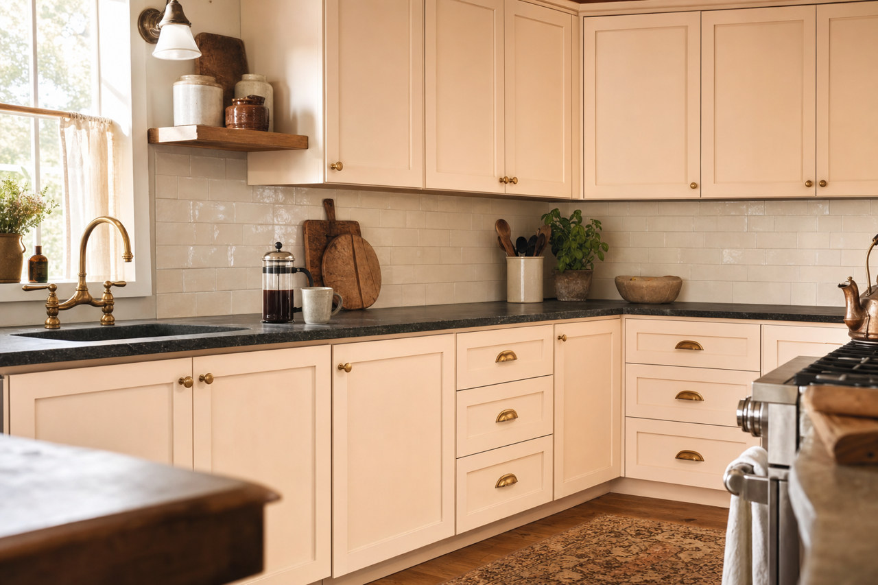 Bubble Tea by Valspar on cabinets