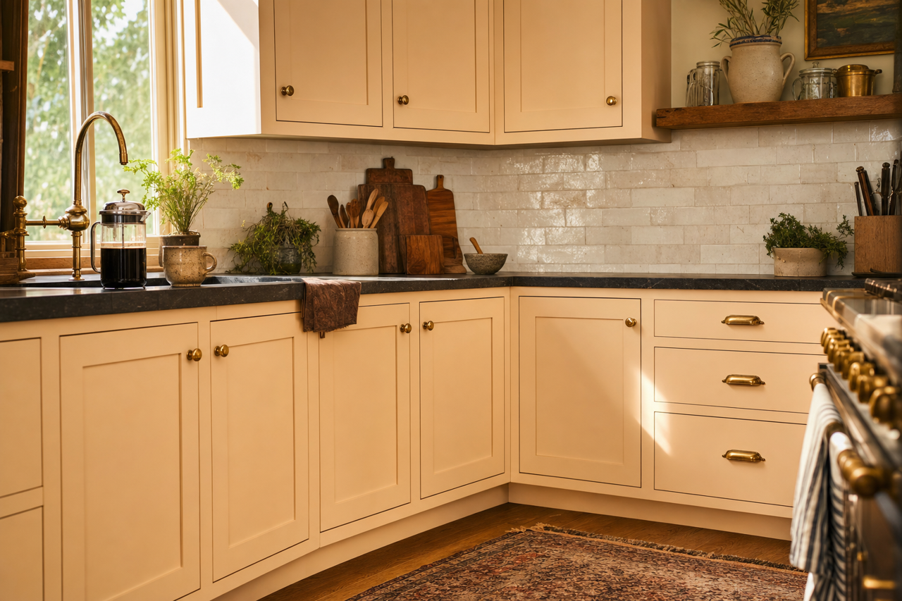 Tangerine Dream by Valspar on cabinets