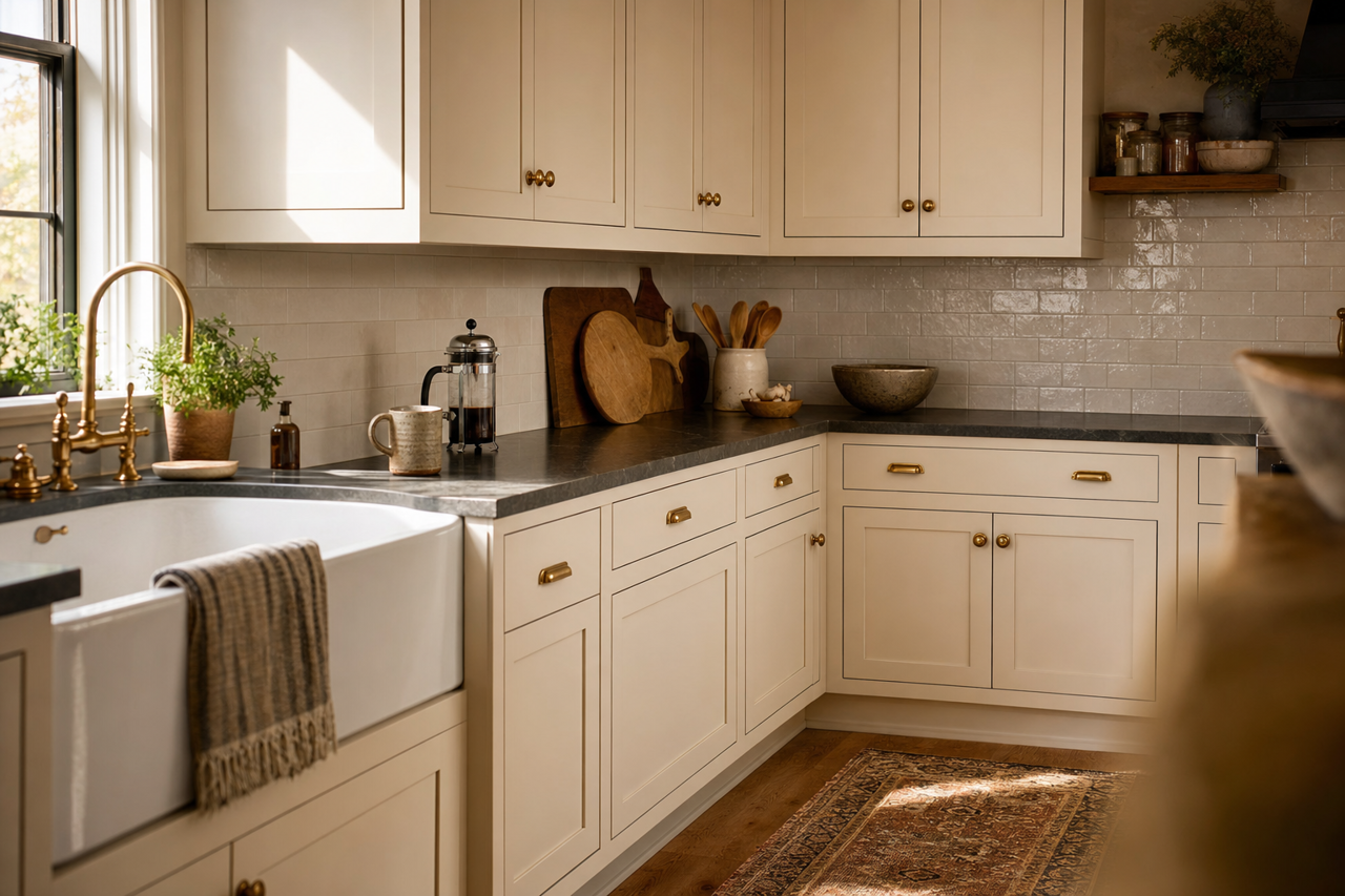 Ballroom Belle by Valspar on cabinets