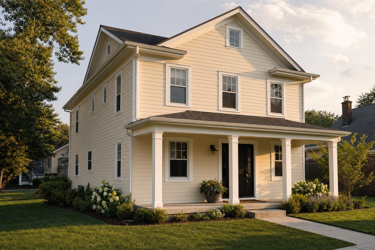 Courtyard Tan by Valspar on exterior