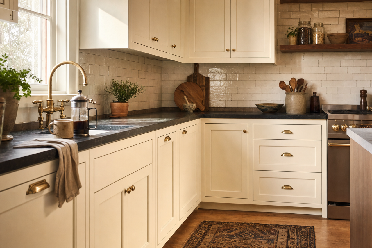 Cream Delight by Valspar on cabinets