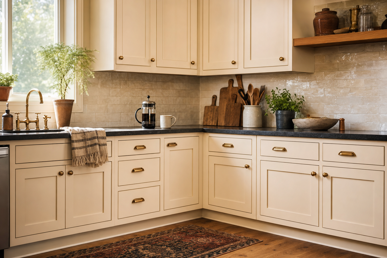 Birchwood White by Valspar on cabinets