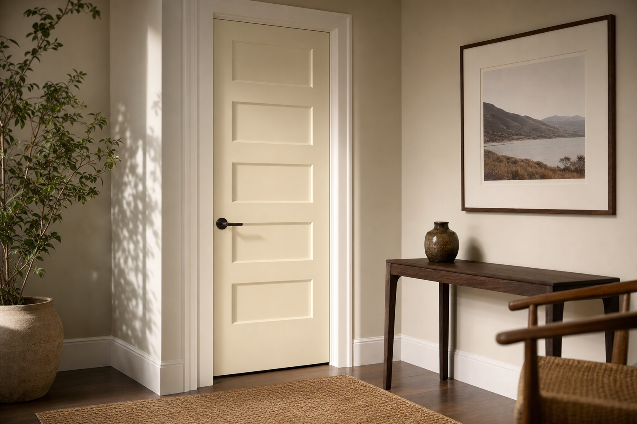 Pale Bloom by Valspar on interior-doors