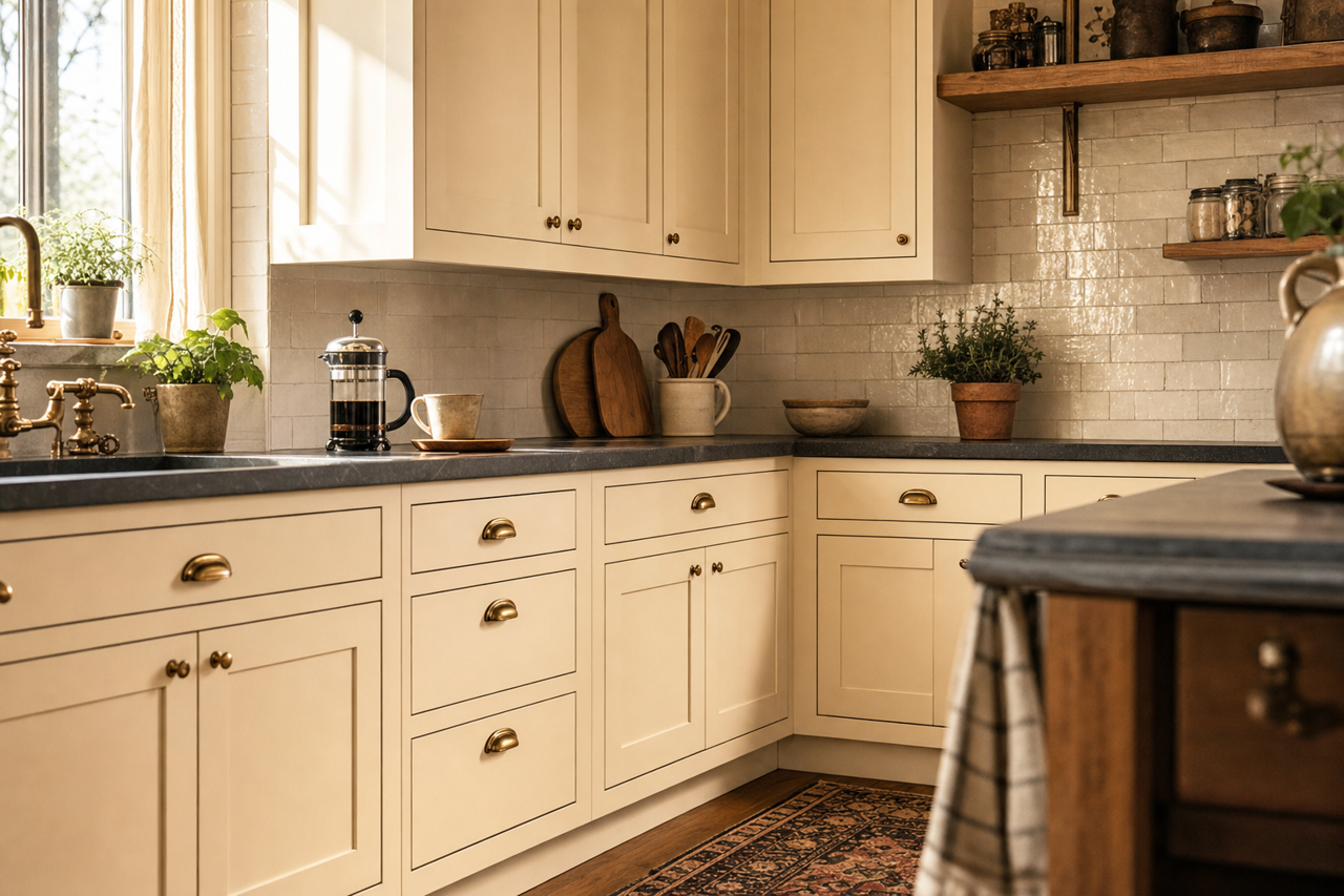 Muslin Wrap by Valspar on cabinets
