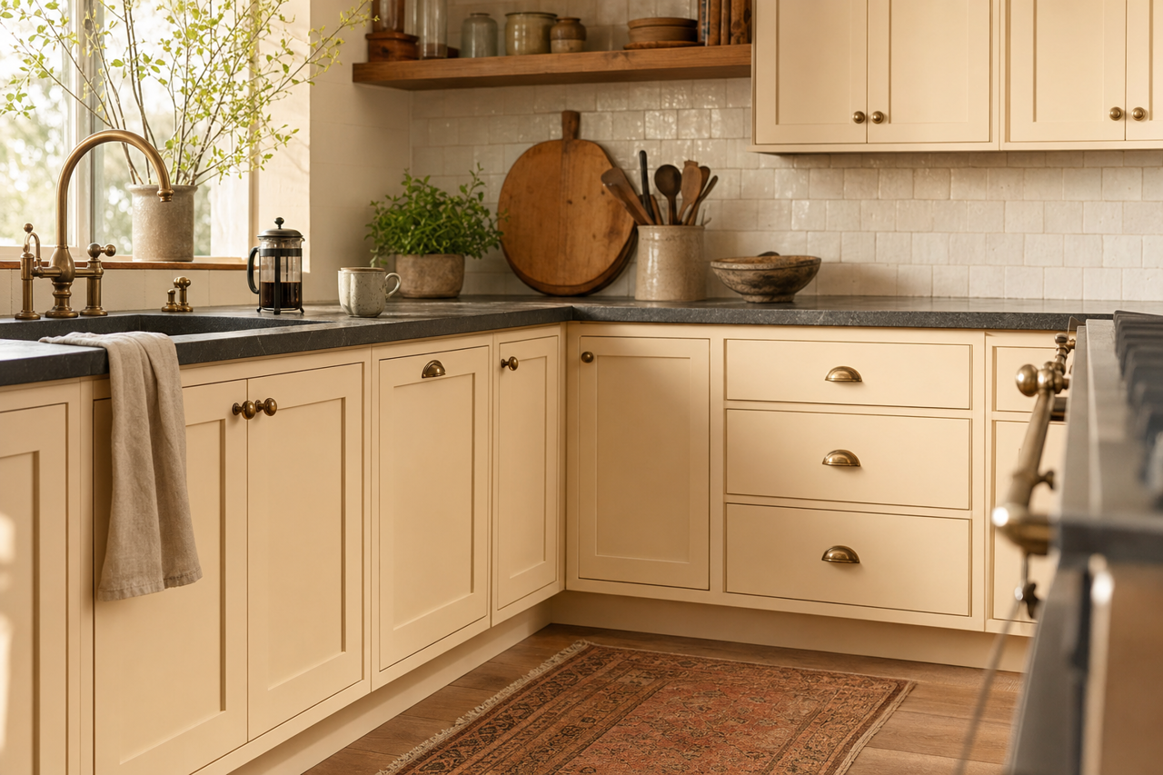 Powder Soft by Valspar on cabinets