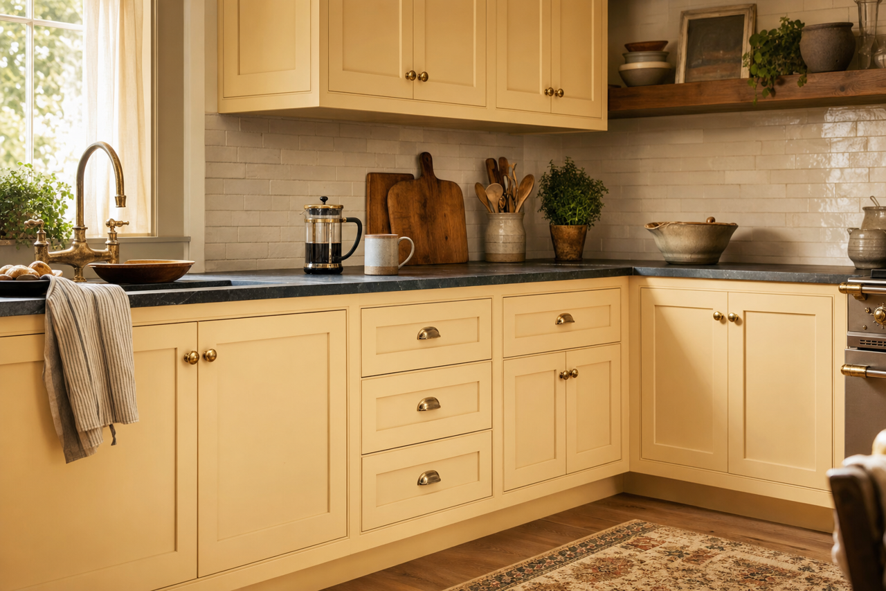 A True Antique by Valspar on cabinets