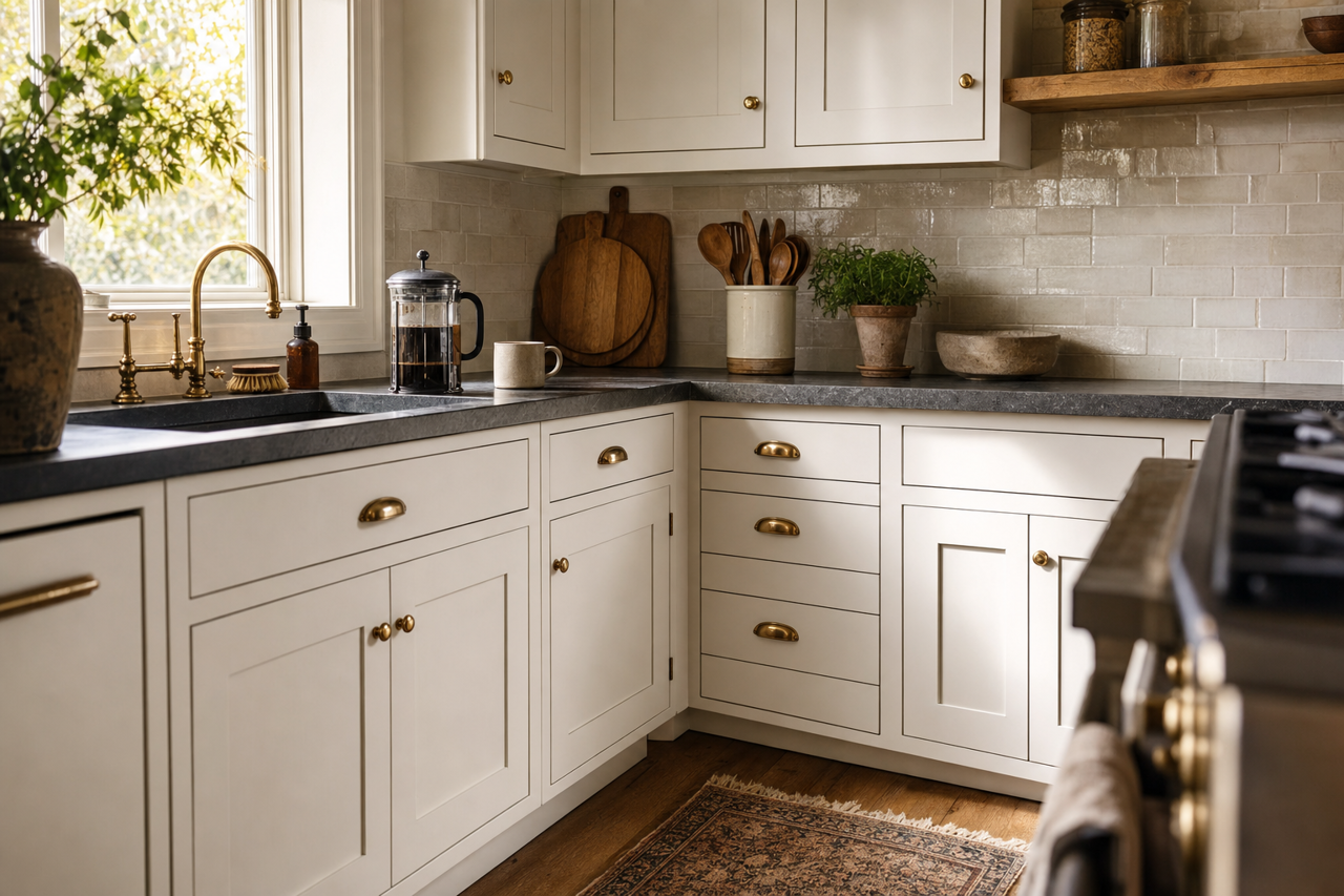 Winter Dawn by Valspar on cabinets