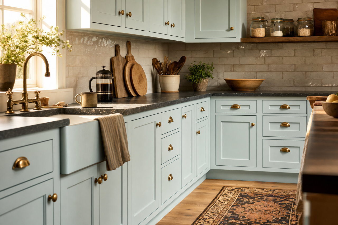 Sweet Slumber by Valspar on cabinets