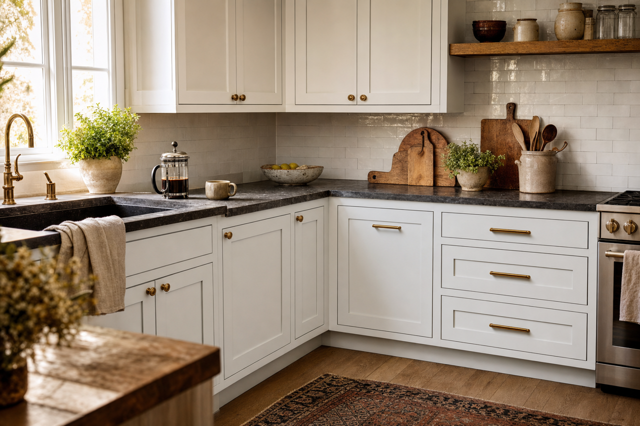 Prudence by Valspar on cabinets