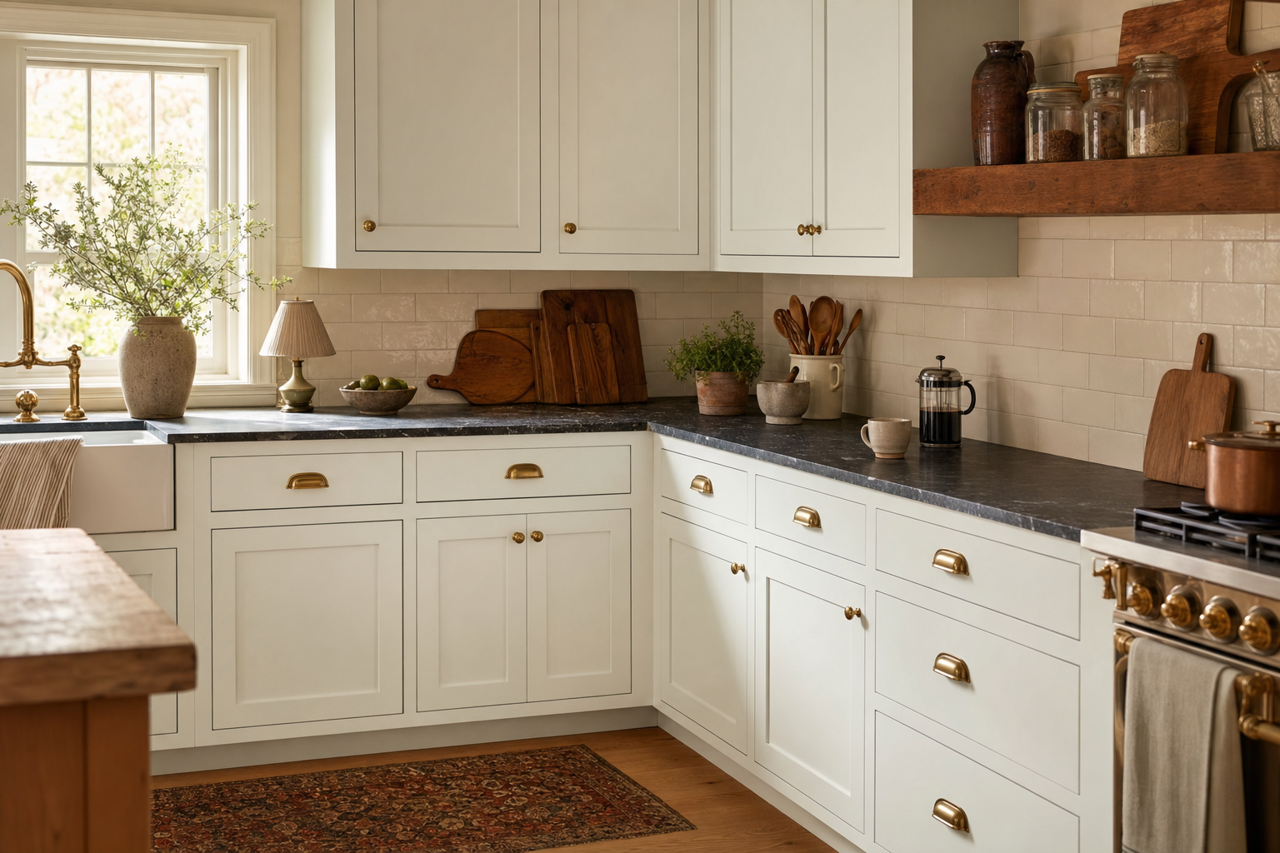 White Sash by Valspar on cabinets