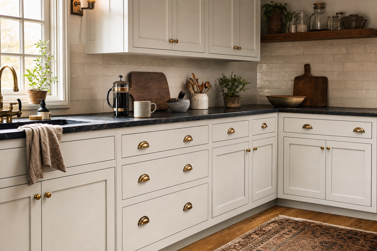 Silver Dust by Valspar on cabinets
