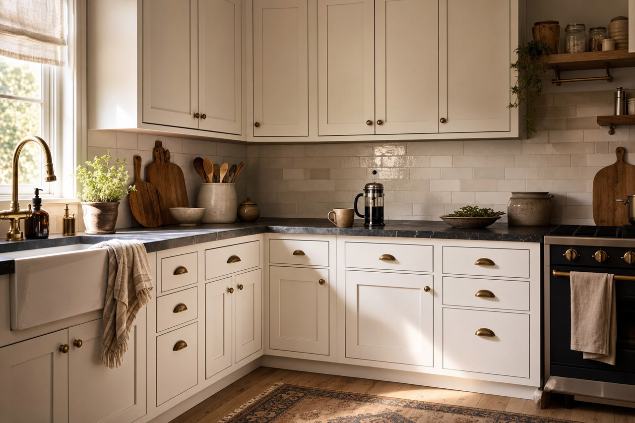 Lilac Muse by Valspar on cabinets