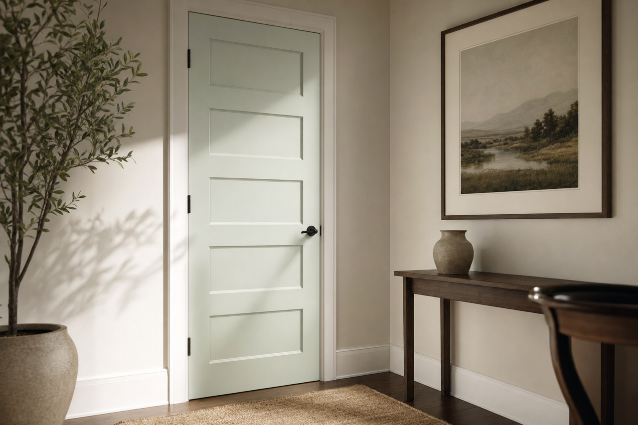 Mint Spritzer by Valspar on interior-doors