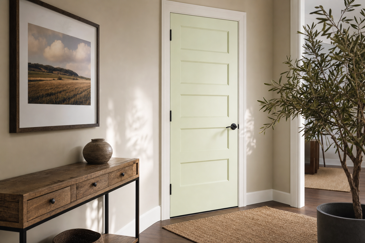 Chartreuse Frost by Valspar on interior-doors