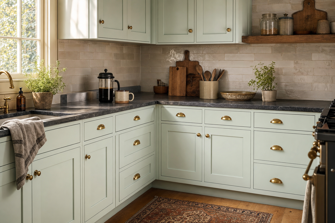 Sweet Leaf by Valspar on cabinets