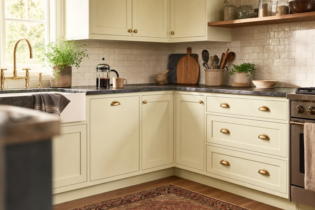 Summer Eclipse by Valspar on cabinets