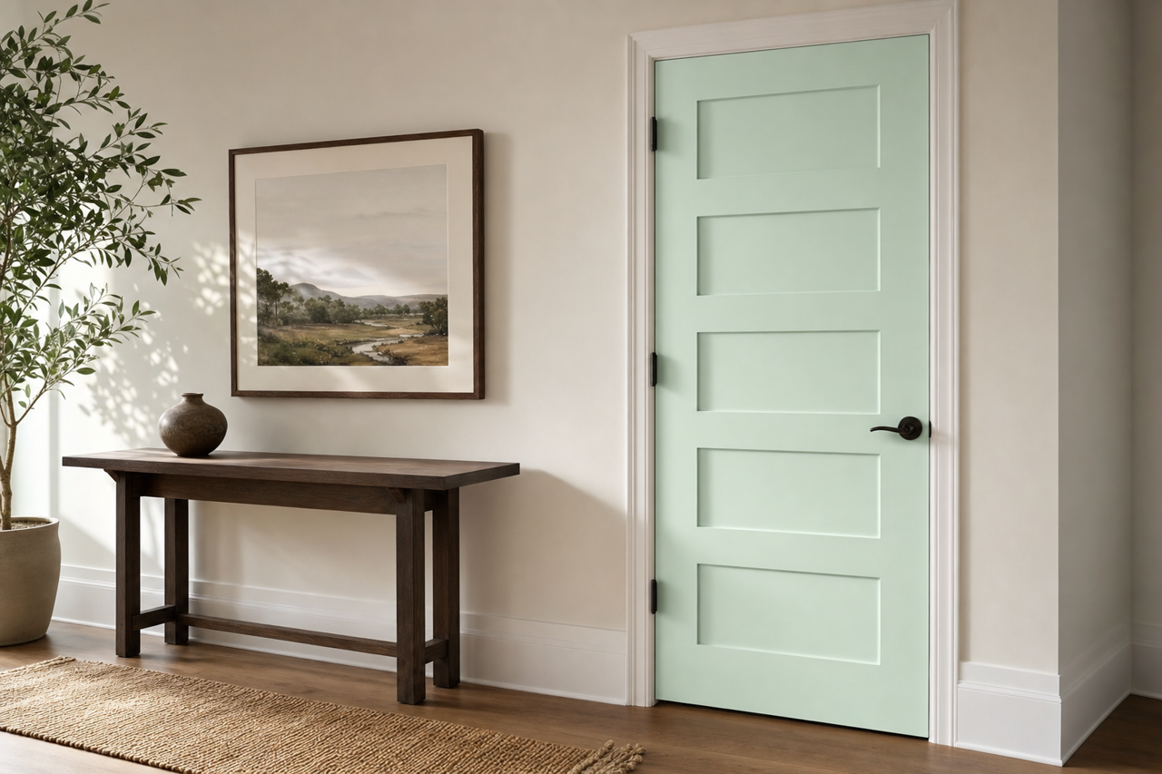 Neon Mint by Valspar on interior-doors