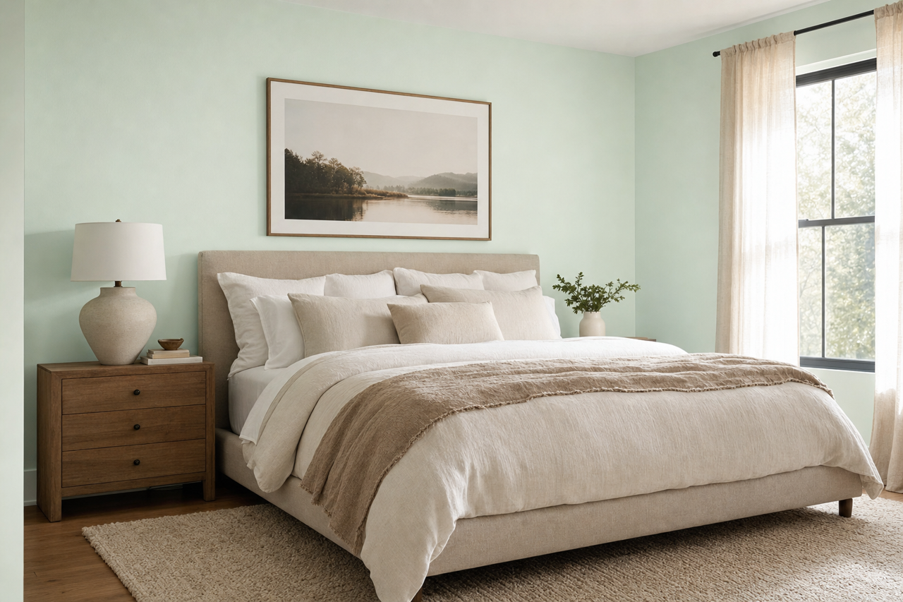 Neon Mint by Valspar on interiors