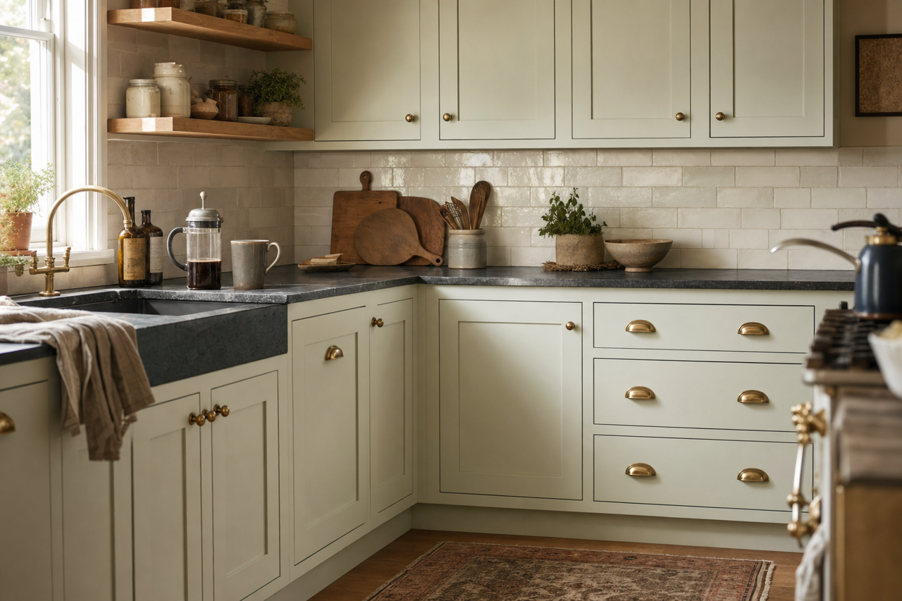 Acropolis by Valspar on cabinets