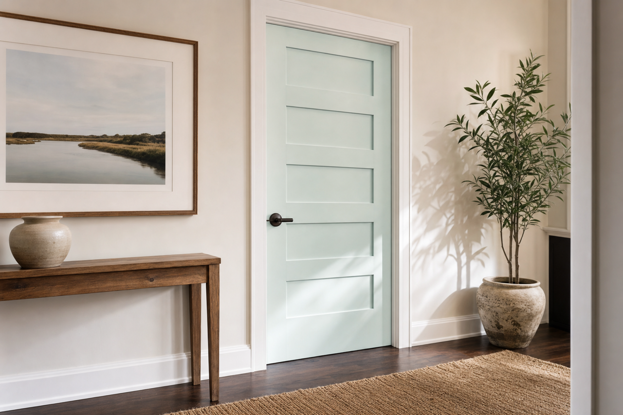 Hotspring Green by Valspar on interior-doors