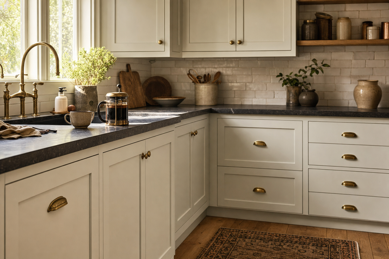 Cool Gray by Valspar on cabinets