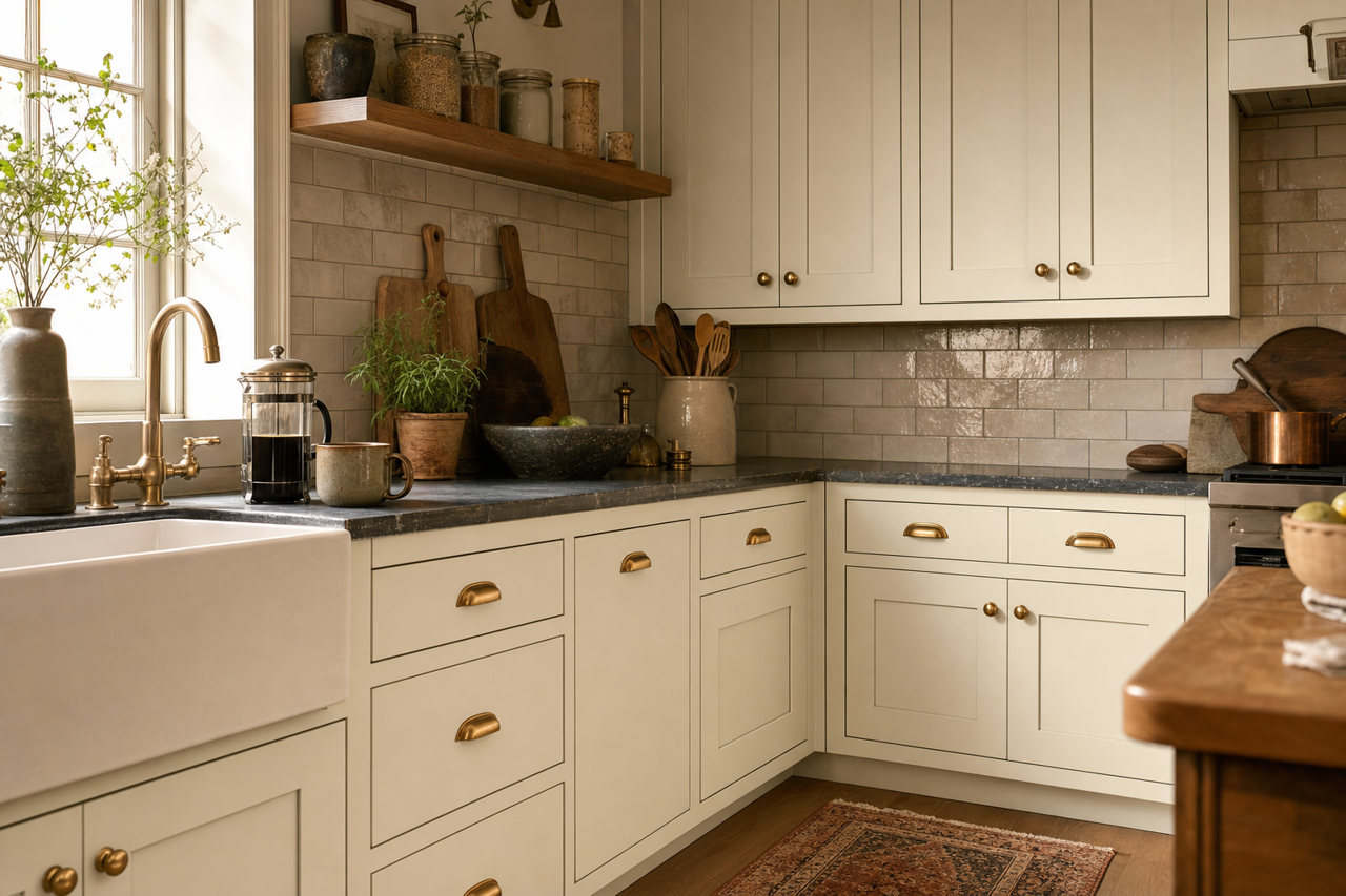 Summer Gray by Valspar on cabinets