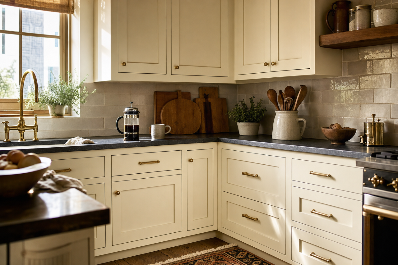 City Steam by Valspar on cabinets