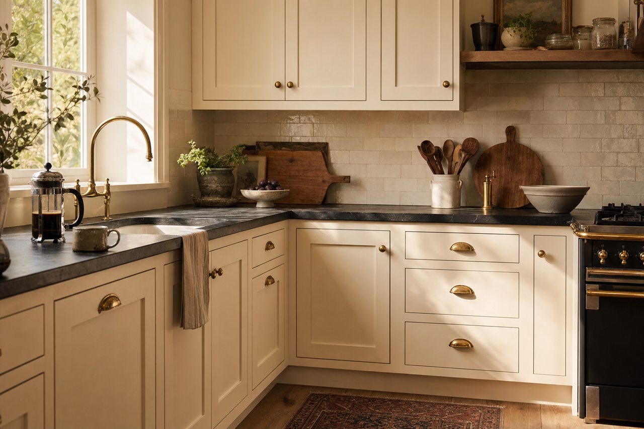 Pam's Lace by Valspar on cabinets