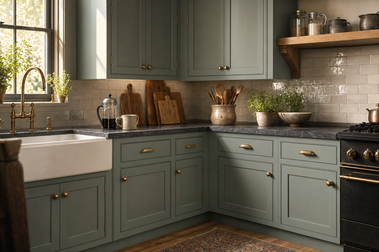 Cedar Mountains by Benjamin Moore on cabinets
