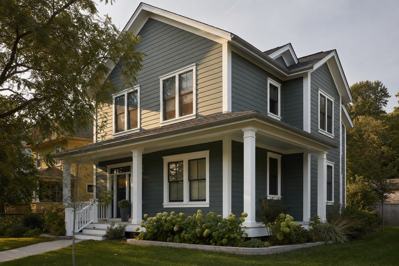 Calico Blue by Benjamin Moore on exterior