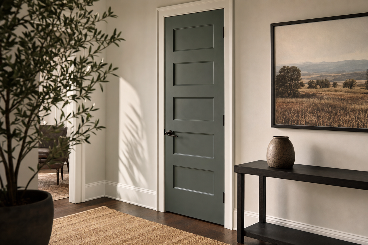 Calico Blue by Benjamin Moore on interior-doors