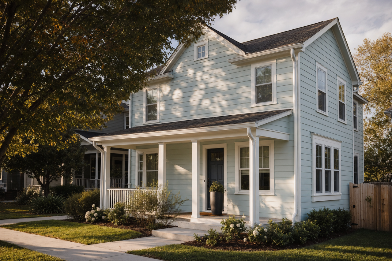 Fantasy Blue by Benjamin Moore on exterior