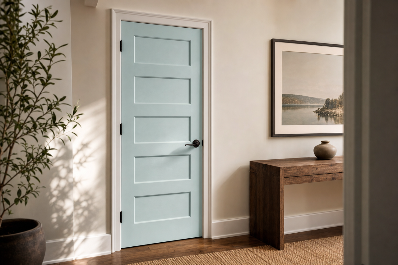 Fantasy Blue by Benjamin Moore on interior-doors