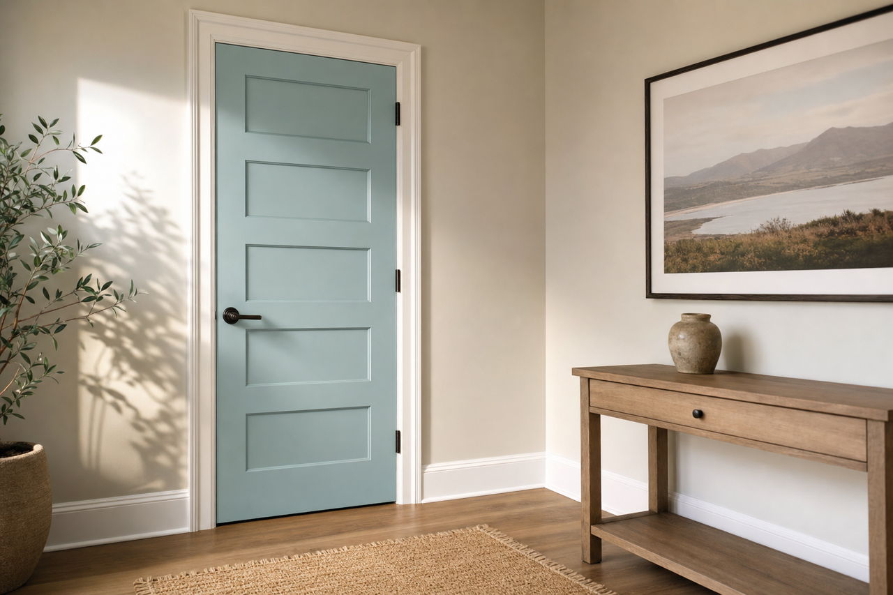 Ocean City Blue by Benjamin Moore on interior-doors