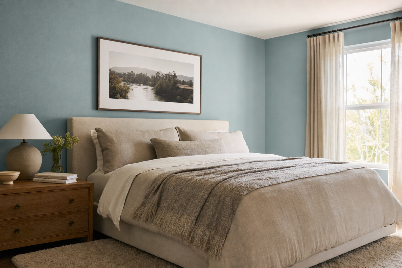 Ocean City Blue by Benjamin Moore on interiors