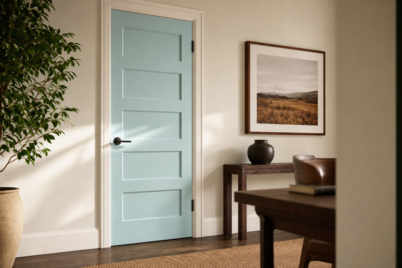 Spring Rain by Benjamin Moore on interior-doors