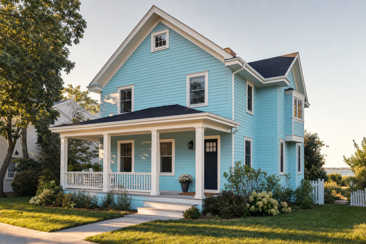 Peacock Feathers by Benjamin Moore on exterior