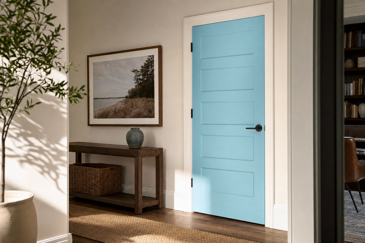 Peacock Feathers by Benjamin Moore on interior-doors