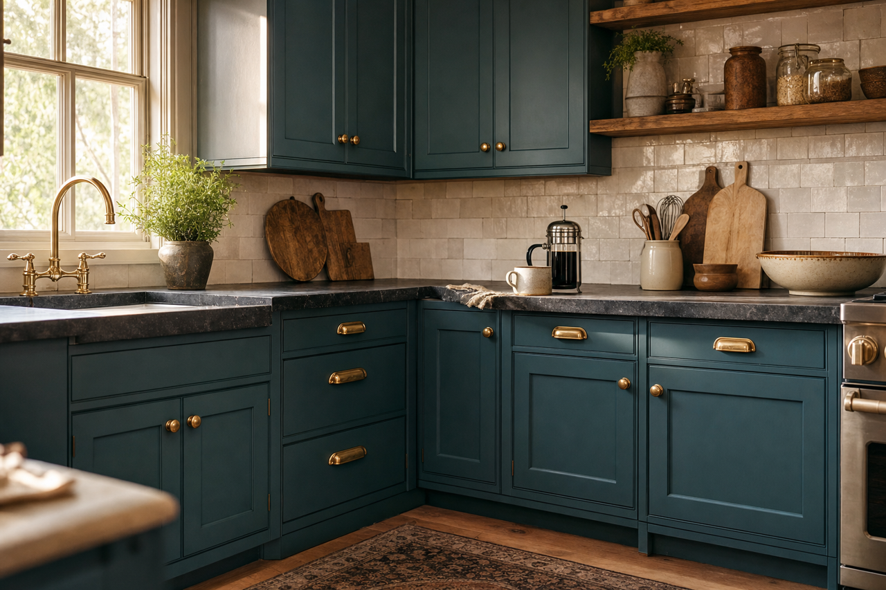 Bermuda Turquoise by Benjamin Moore on cabinets