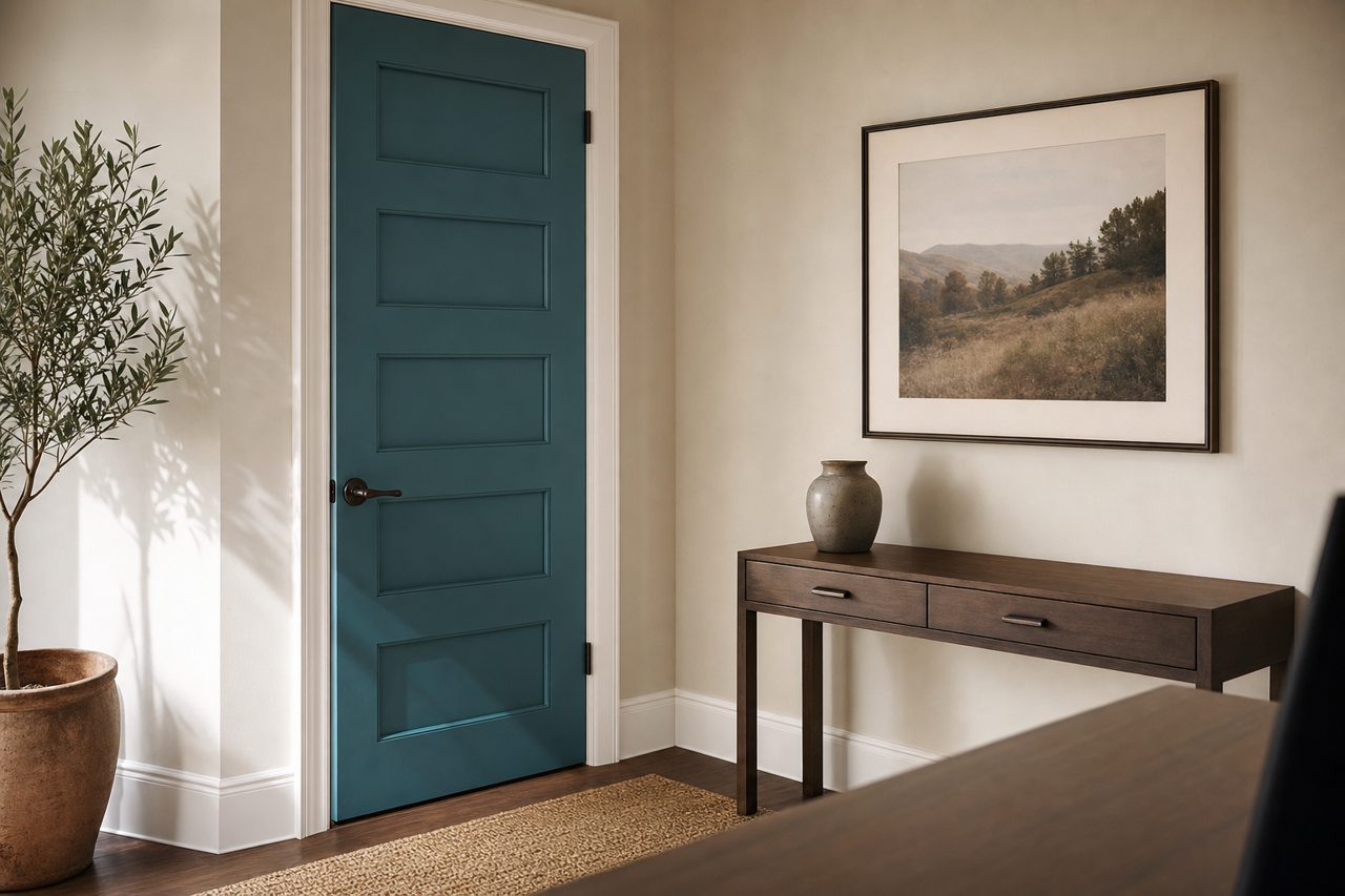 Bermuda Turquoise by Benjamin Moore on interior-doors