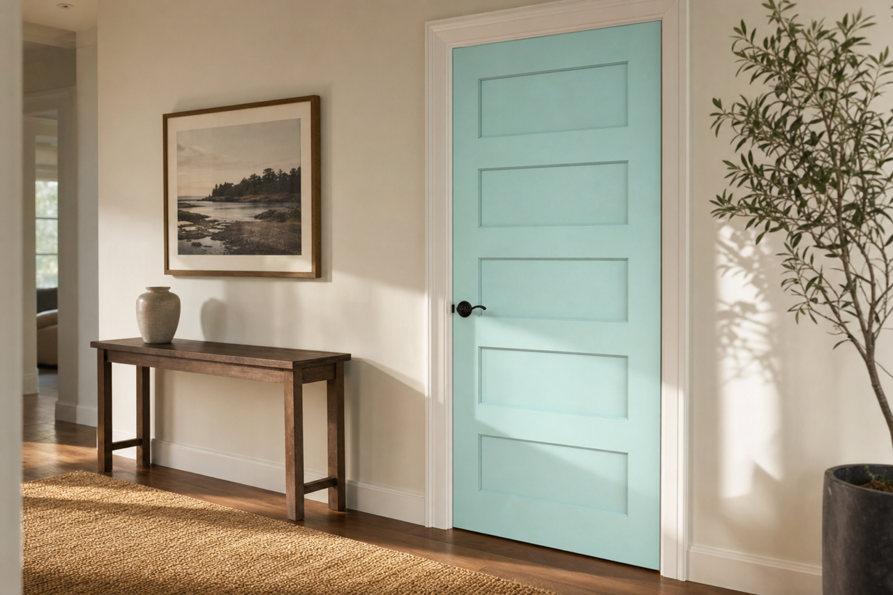 San Clemente Teal by Benjamin Moore on interior-doors